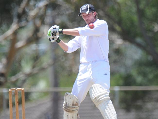 Cricket at Mt Colah Asquith (batting) versus Kenthurst (bowling). Batting is Phil Newton.