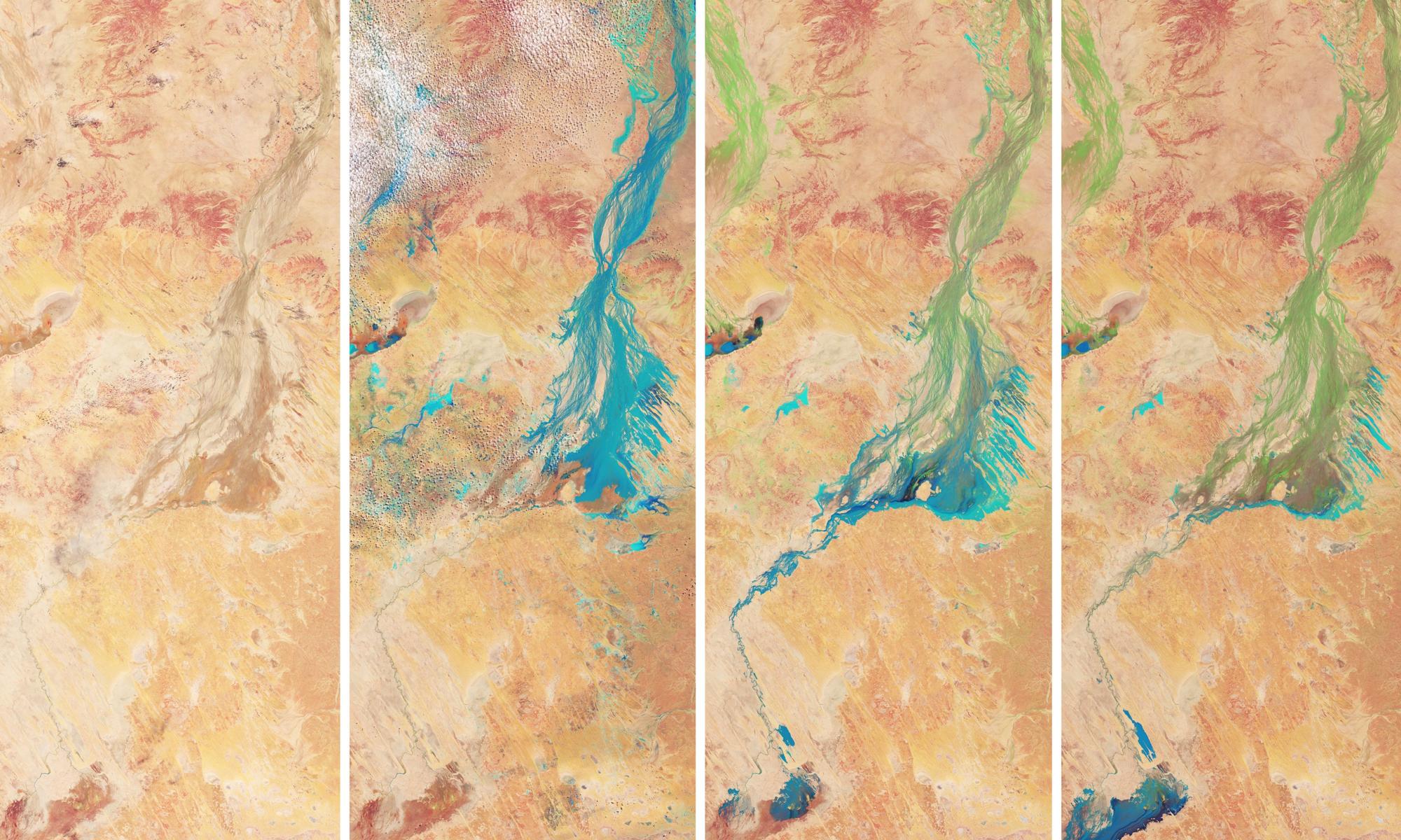 Water in Lake Eyre visible from space The Advertiser