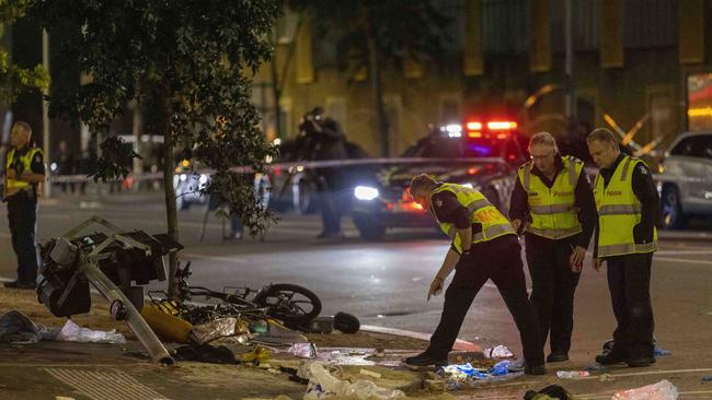 Police survey the scene. Picture: Wayne Taylor.