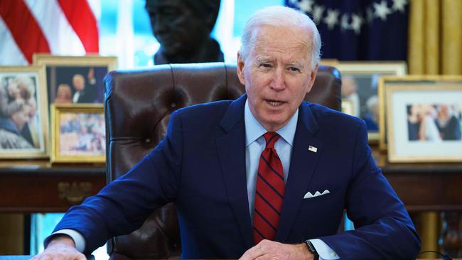 In his first two weeks, Biden signed 25 executive orders compared with just seven for Trump and nine for Barack Obama. Picture: AFP