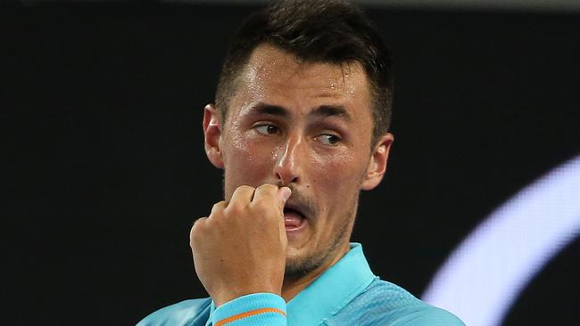 Bernard Tomic won’t play Davis Cup under Lleyton Hewitt. Picture: Michael Klein 