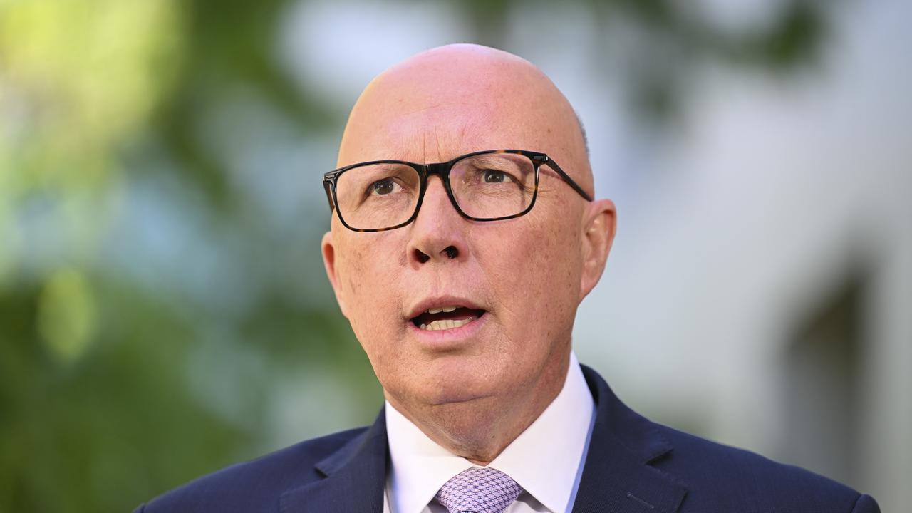 Peter Dutton has a reason to smile this Christmas. The poll shows he inched up 2 points since November to 44 per cent. Picture: NewsWire / Martin Ollman