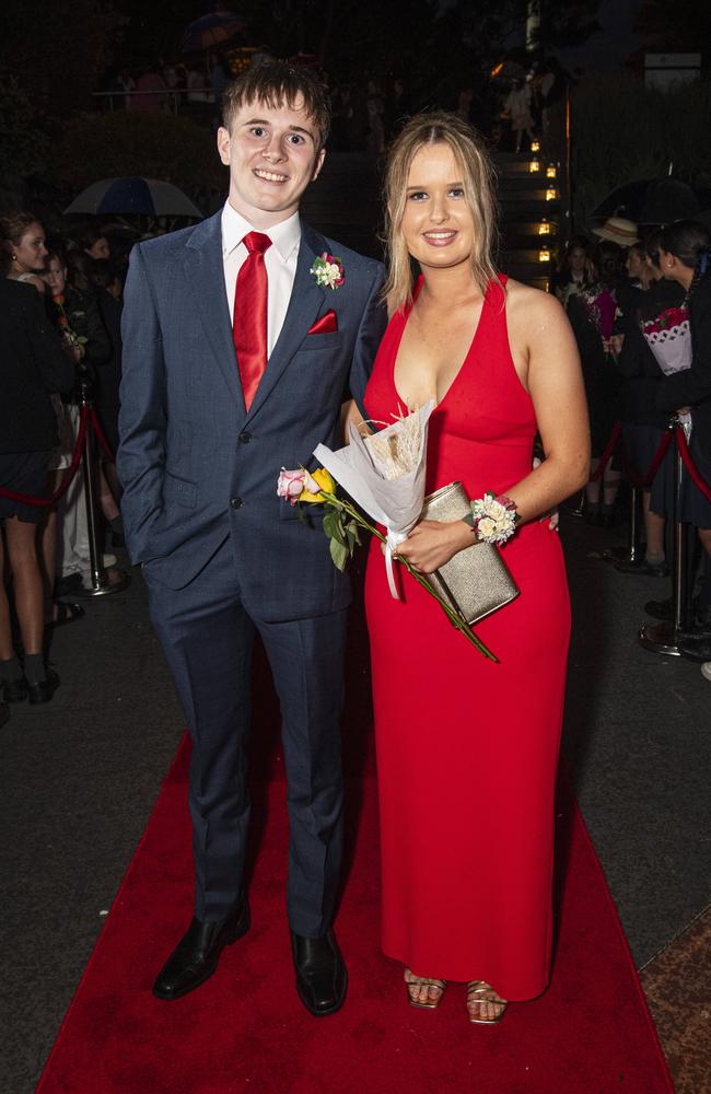 Hallie Thompson and partner James Pike arrive at The Glennie School formal at Picnic Point, Thursday, September 12, 2024. Picture: Kevin Farmer