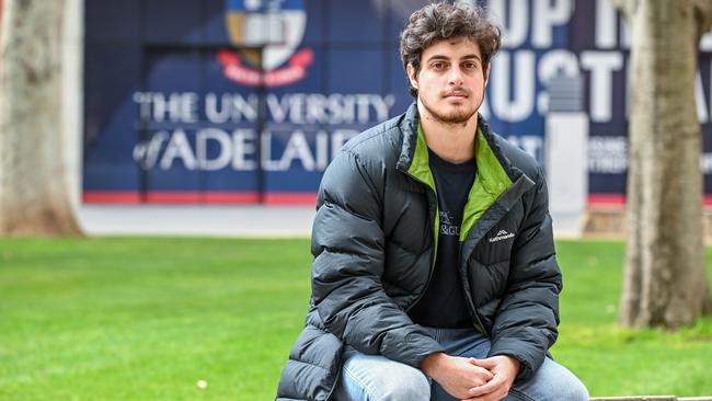 Undergraduate law and Arts student Jonathan Iadarola at Adelaide University. Picture: NCA NewsWire / Brenton Edwards