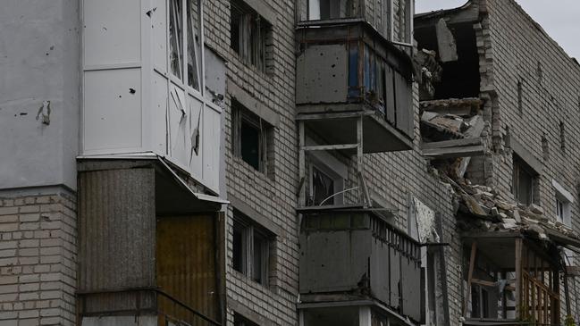 A destroyed building in the city of Izium, Kramatorsk, eastern Ukraine. Picture: AFP