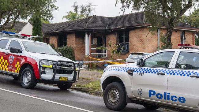 A house was gutted by fire in Sydney’s west. Three children have died. Picture: Simon Bullard