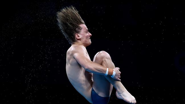 TOKYO, JAPAN - AUGUST 06: Cassiel Rousseau of Team Australia competes in the Men's 10m Platform preliminaries on day fourteen of the Tokyo 2020 Olympic Games at Tokyo Aquatics Centre on August 06, 2021 in Tokyo, Japan. (Photo by Al Bello/Getty Images)