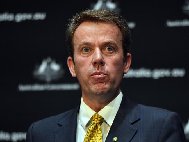 Minister for Education Dan Tehan announces the government's childcare package at a press conference at Parliament House in Canberra, Thursday, April 2, 2020. (AAP Image/Mick Tsikas) NO ARCHIVING