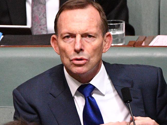 Former prime minister Tony Abbott during Question Time in the House Of Representatives at Parliament House in Canberra, Tuesday, August 14, 2018. (AAP Image/Mick Tsikas) NO ARCHIVING