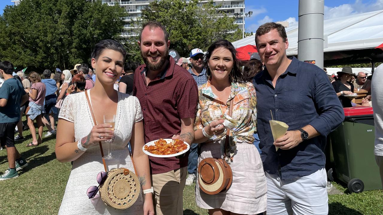 Anna Moriconi, Alex Moriconi, Angela Moriconi and Tom Wardrop from the Tablelands at the La Festa - Food and Wine day as part of Cairns Italian Festival at Fogarty Park. Picture: Andreas Nicola