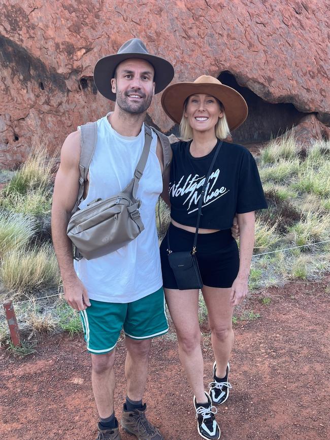 TV personality Beau Ryan and wife Kara at Uluru for Ayers Rock Resort 40th birthday.