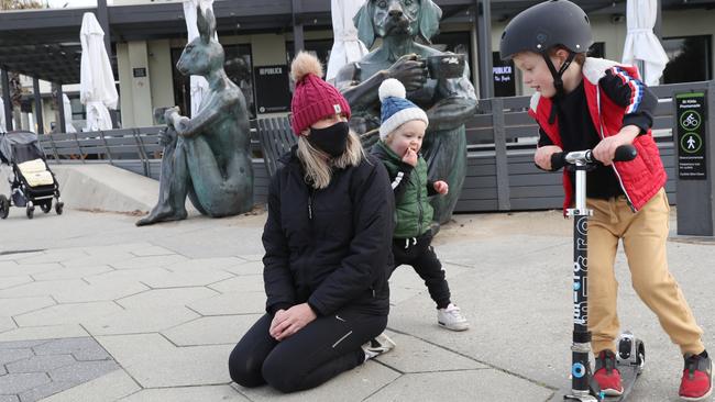 Kids get exercise any way they can now that playgrounds are closed.