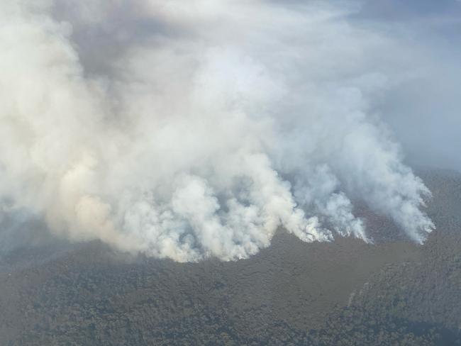 Canning Peak bushfires on February 5, 2025. Picture: Tasmania Fire Service