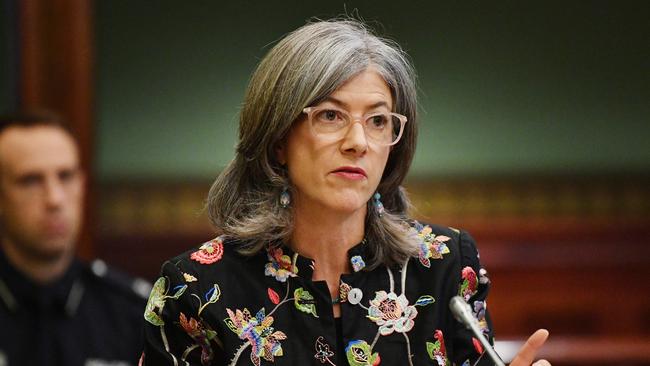 Dr Nicola Spurrier is seen during question time at the Old South Australian parliament in Adelaide. Thursday, April 23, 2020. (AAP Image/David Mariuz)