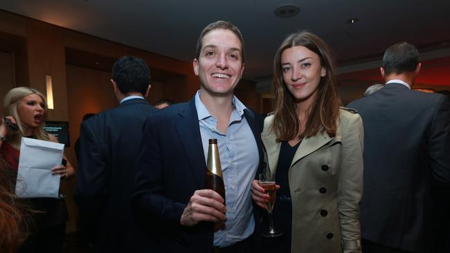 Dyson Bowditch, with Chloe Argyle, at the Stockbroker of the Year Awards in 2014. Picture: Britta Campion