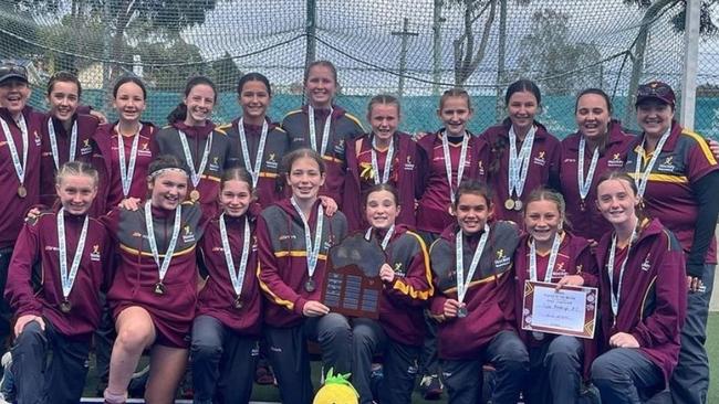 Cairns athletes were part of the gold wining Embers team for Queensland in the 2022 U13 National Hockey Championships in Tasmania. Picture: Supplied