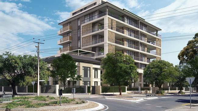 Artist impression of the proposed eight-storey apartment complex in Rose Park.