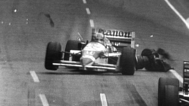 Nigel Mansell's tyre blowing out during Australian Formula One Grand Prix in Adelaide in 1986