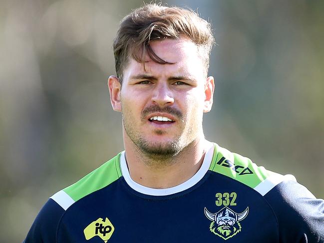 Raiders player Aidan Sezer at training at Raiders Headquarters in Canberra. Picture Kym Smith