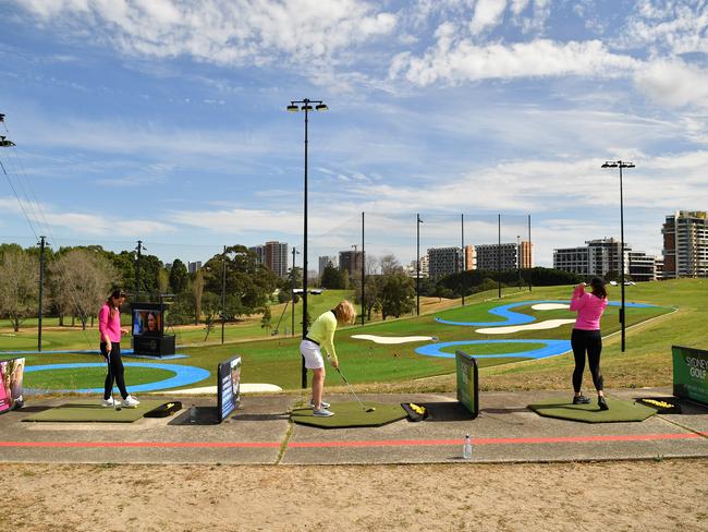 Moore Park Golf club driving range in Sydney is surrounded by high-rise apartments.