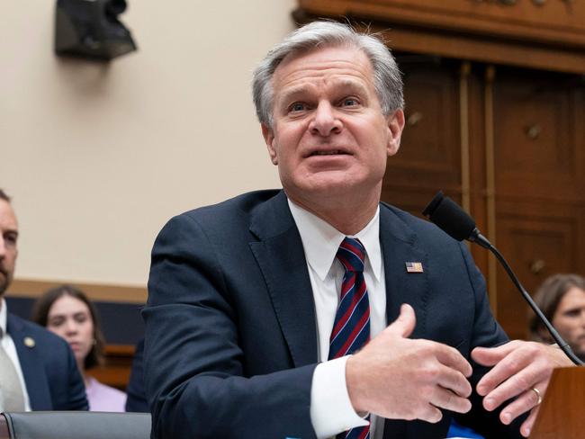 FBI Director Christopher Wray appears before the House Judiciary Committee on Capitol Hill in Washington, DC, on July 24, 2024. The gunman who attempted to assassinate Donald Trump at a campaign rally searched online for details about the November 1963 shooting of US president John F. Kennedy in the days before the attack, the FBI director said. FBI chief Christopher Wray, testifying before a congressional committee, also said the gunman flew a drone over the area where the former president was scheduled to speak about two hours before he took the stage. (Photo by Chris Kleponis / AFP)