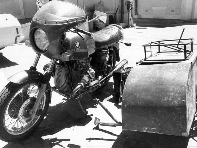 The motorbike and sidecar belonging to Tim Thomson.