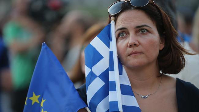 On edge ... Pro-european Greeks have converged to show support for the euro.