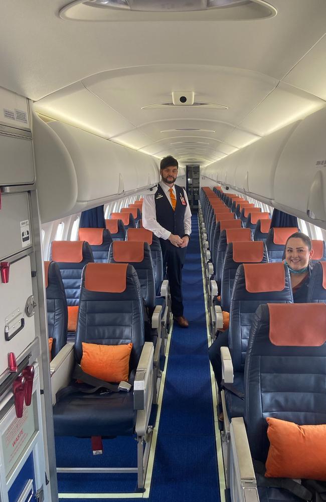 Cabin crew manager Michael Curry and cabin crew member Roberta Bassano.