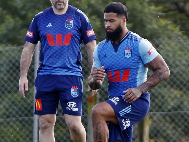 Payne Haas still hasn’t trained with the Blues team. Picture: Sam Ruttyn
