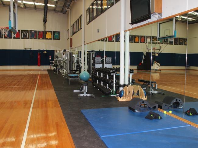 Andrew Bogut's private basketball court and gym.