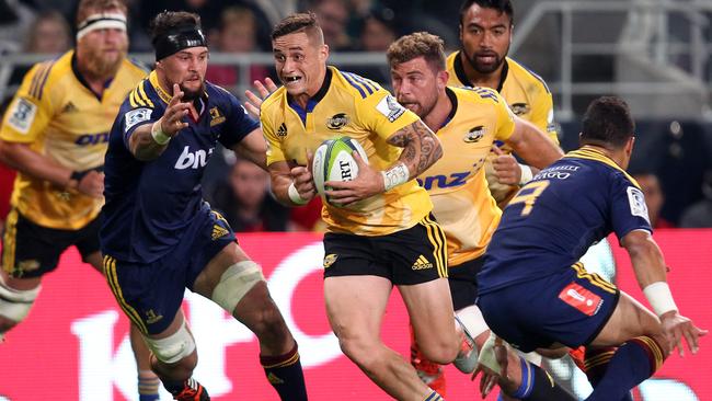 TJ Perenara of the Hurricanes on the attack.