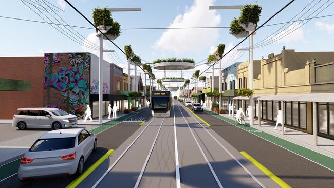 Institute for Sensible Transport renders for their proposal for Sydney Rd. Picture: Supplied.