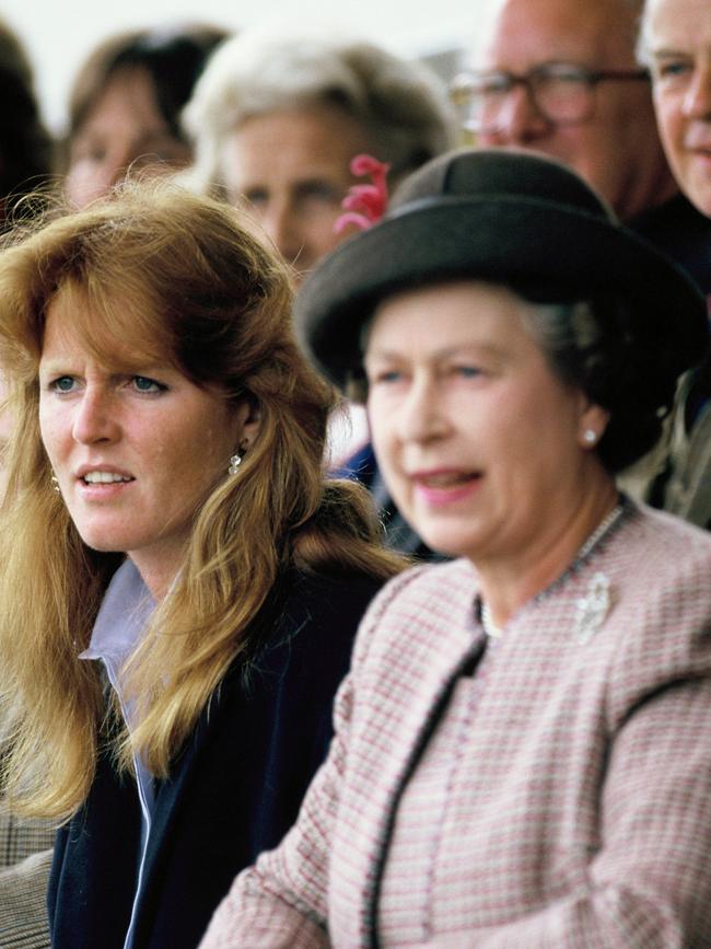 Sarah, Duchess of York with and Queen Elizabeth II in 1990. Picture: Georges De Keerle/Getty Images