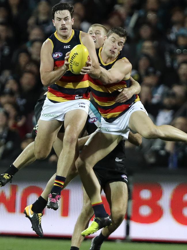 Mitch McGovern takes a strong mark and kicks truly to put the Crows back in front. Picture SARAH REED