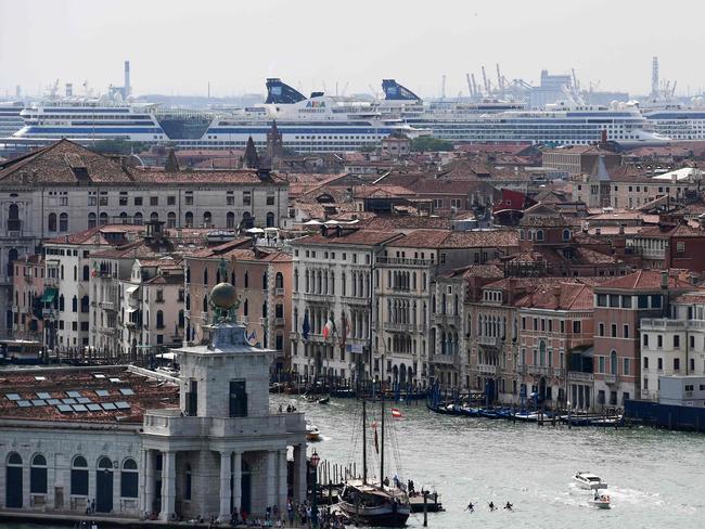 Venice with cruise ships docked in the port in 2019. Picture: AFP