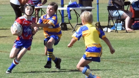 A dashing run from the Redbank Plains player in his latest under-9 game against Norths. Picture: Gary Reid