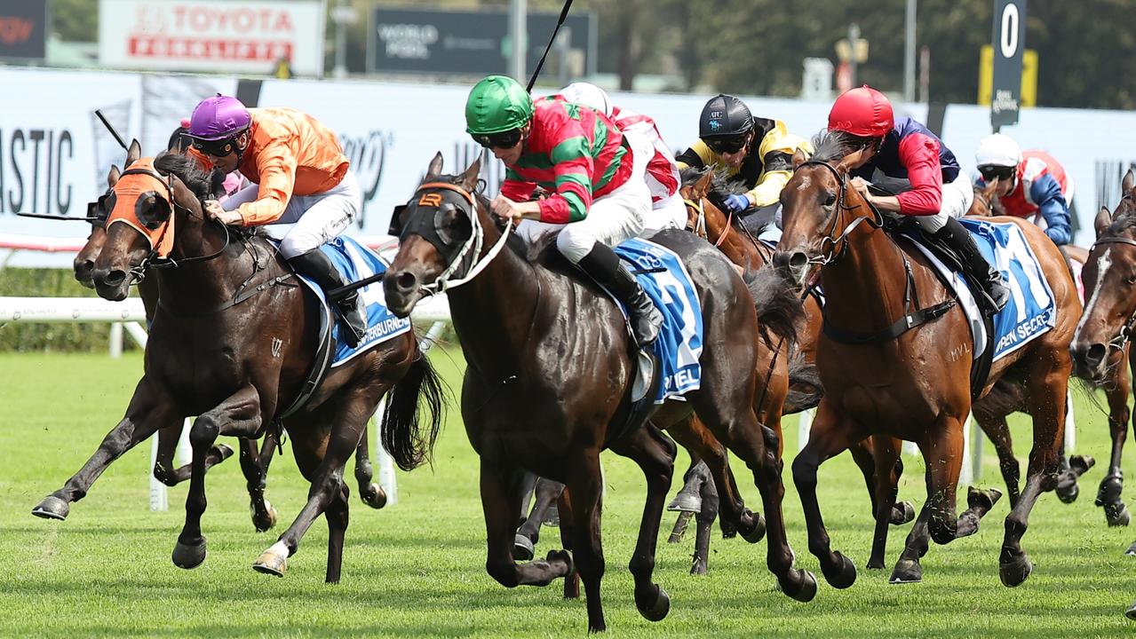 Grafterburners (orange) was doing his best work late in the Inglis Millennium. Picture: Jeremy Ng/Getty Images