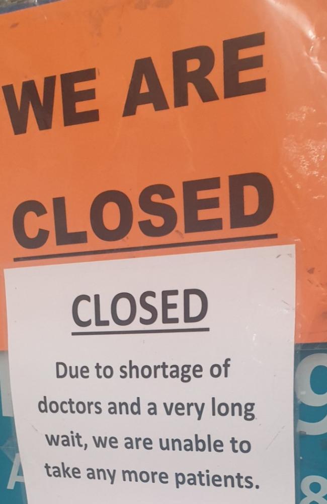 The closed sign on the GP clinic door. Picture: Supplied