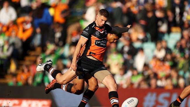 Doueihi says he has been given an open licence to attack, as the Tigers look to play a new brand of footy under Tim Sheens and Benji Marshall. Picture: Getty Images.