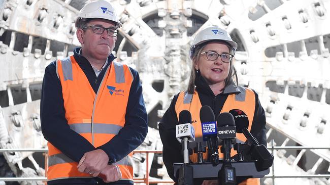 MELBOURNE, AUSTRALIA - NewsWire Photos, MAY 7, 2023. (L-R) Premier Dan Andrews and Deputy Premier Jacinta Allan at the Westgate Tunnel construction site. Picture: NCA NewsWire / Josie Hayden