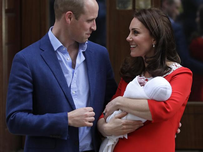 The Duke and Duchess of Cambridge are joining their other two children at Kensington Palace for their first night as a family of five. Picture: AP Photo/Kirsty Wigglesworth