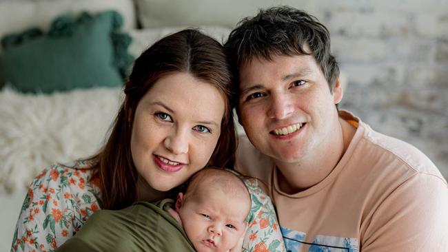 Mitchell Trudgian with his wife Sara Trudgian and their baby boy Ari Trudgian.