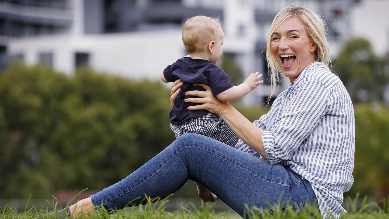 Julie Sweet and her eight-month-old baby boy. Picture: Sam Ruttyn