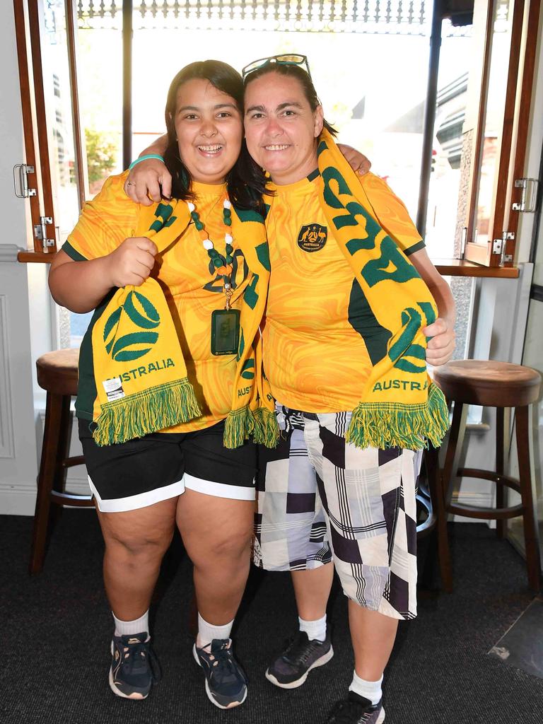 Peyton Fuller and Rebecca Page ahead of the FIFA Women’s World Cup at Brisbane Stadium. Picture: Patrick Woods