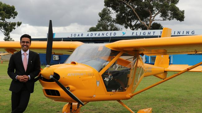 Soar Aviation chief executive Neel Khokhani came up with the idea of running the flying school in partnership with the Box Hill Institute.