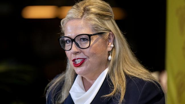 ADELAIDE, AUSTRALIA - JUNE 14:  South Australia Minister for Recreation,Sport and Racing ,Katrine Hildyard speaks during the Australian 2024 Paris Olympic Games Beach Volleyball Squad Announcement at Adelaide Oval on June 14, 2024 in Adelaide, Australia. (Photo by Mark Brake/Getty Images)