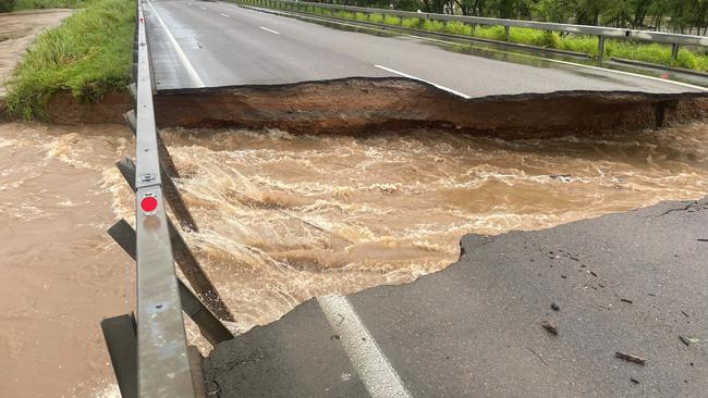 FIVE: The Bruce Hwy has been completely cut in half at Ollera Ck, between Mutarnee and Balgal Beach