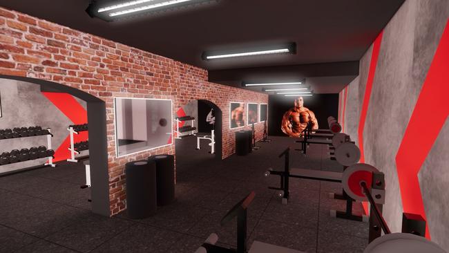 Artist impression of Iron Industry gym concept designs for the former Mars Bar site in Adelaide. Picture: SOKO Design Studio