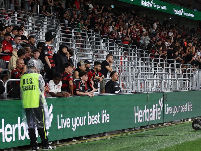 An empty Wanderers supporter bay after fans walked out. Picture: Getty Images