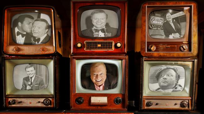 Small Screen Legend Bert Newton with 1950's TV's. Picture: David Caird.